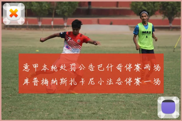 意甲本轮处罚公告巴什奇停赛两场库普梅纳斯扎卡尼小法各停赛一场